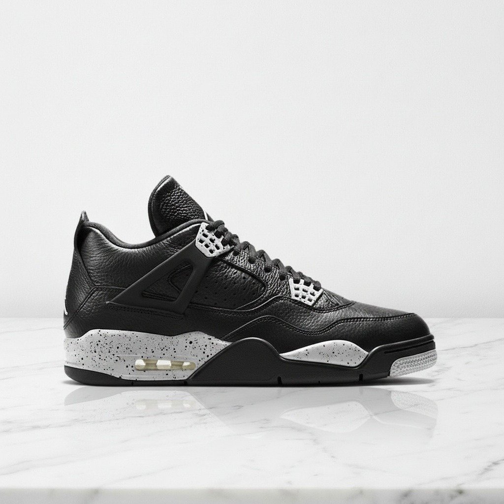 Buty Air Jordan 4 LS Oreo, unisex, wygodne na co dzień, czarno-szare, skóra naturalna, do stylizacji casual, 314254-003