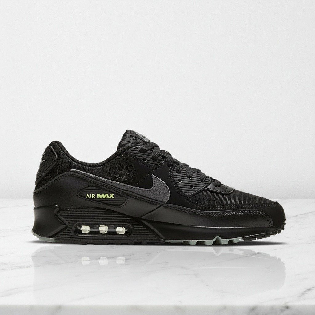 Nike Air Max 90 Halloween, wygodne sneakersy unisex na co dzień, czarno-szare, świecą w ciemności, DC3892-001