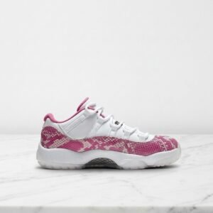 Buty Air Jordan 11 Low White dla Ciebie, damskie, biało-różowe, wygodne na co dzień, wężowy motyw na cholewce, AH7860-106
