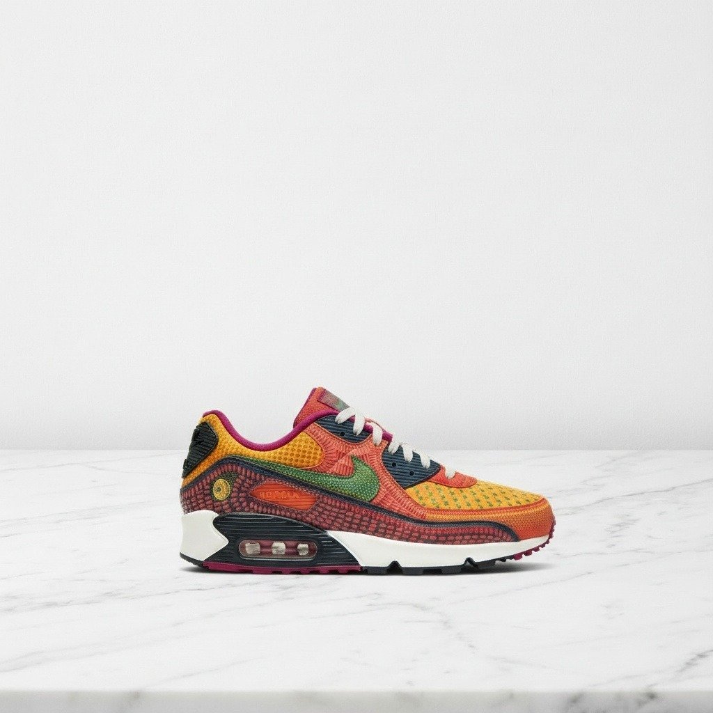Buty Nike Air Max 90 Dia de los Muertos na co dzień, unisex, wygodna amortyzacja Max Air, kolorowe wzory w kropki DC5154-458