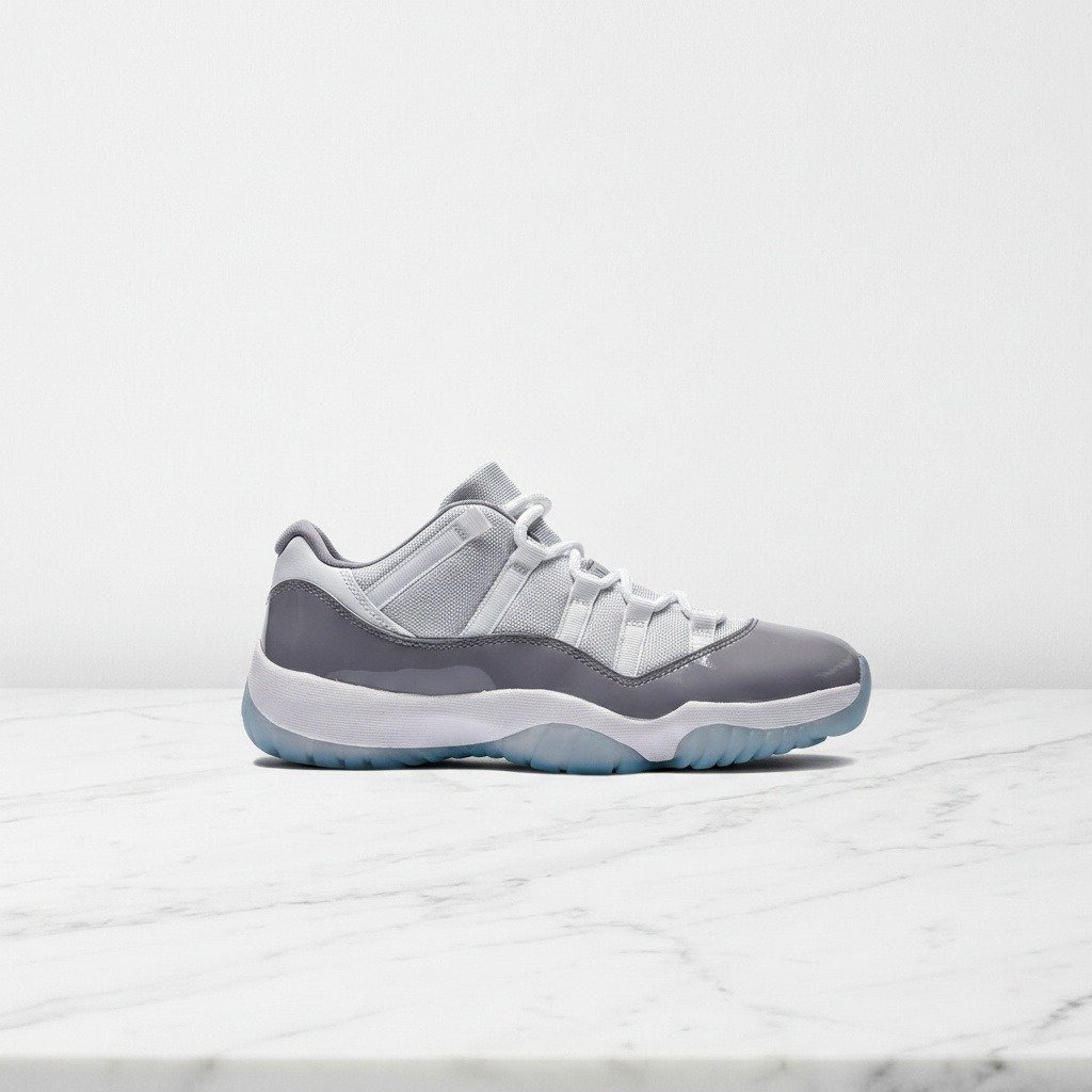 Buty Air Jordan 11 Low Cement Grey na co dzień, unisex, biało-szare, wygodne, pikowany język, wyściełana kostka AV2187-140