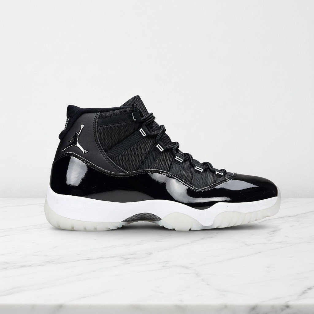 Buty Air Jordan 11 Jubilee na codzień, unisex, wygodna poduszka Nike Air, czarno-białe, skóra i tekstylia CT8012-011