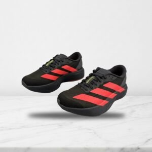 Buty sportowe Adidas Adizero Evo SL dla niego, czarno czerwone, wygodne na co dzień, tekstylna cholewka i siatka JR3414