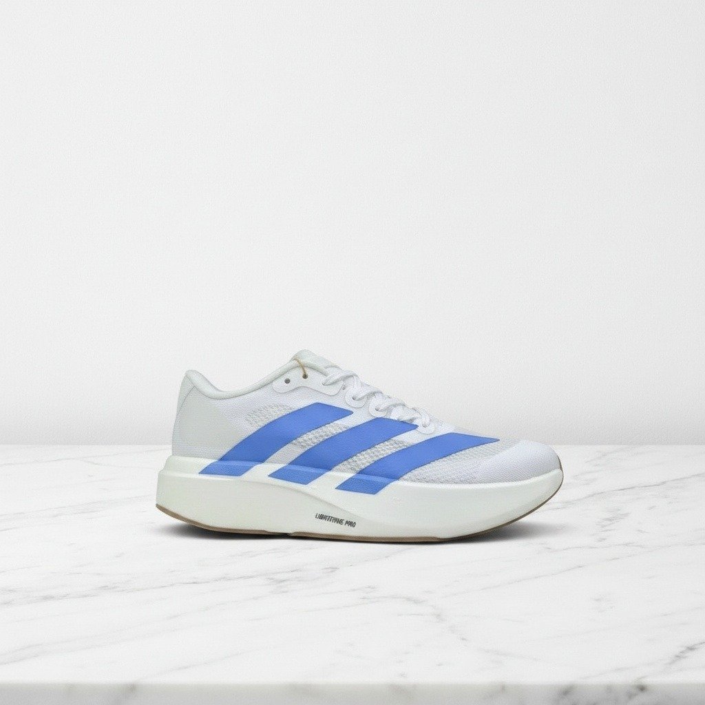 Buty Adidas Adizero Evo SL White Blue Fusion na co dzień, lekkie i wygodne sneakersy unisex, biało niebieskie, JS4454