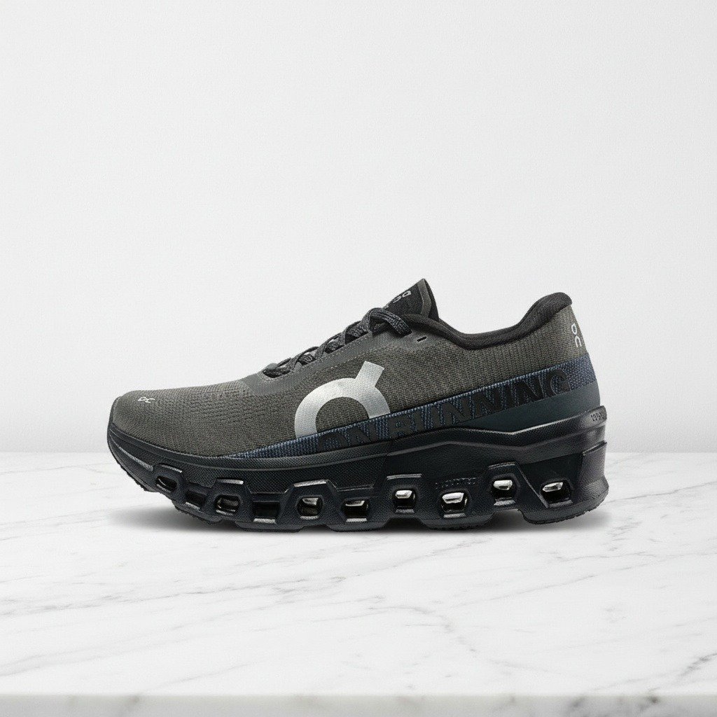 Buty sportowe ON Cloudmonster 2 na co dzień, szaro-czarne, wygodna amortyzacja CloudTec, unisex 3ME10122539