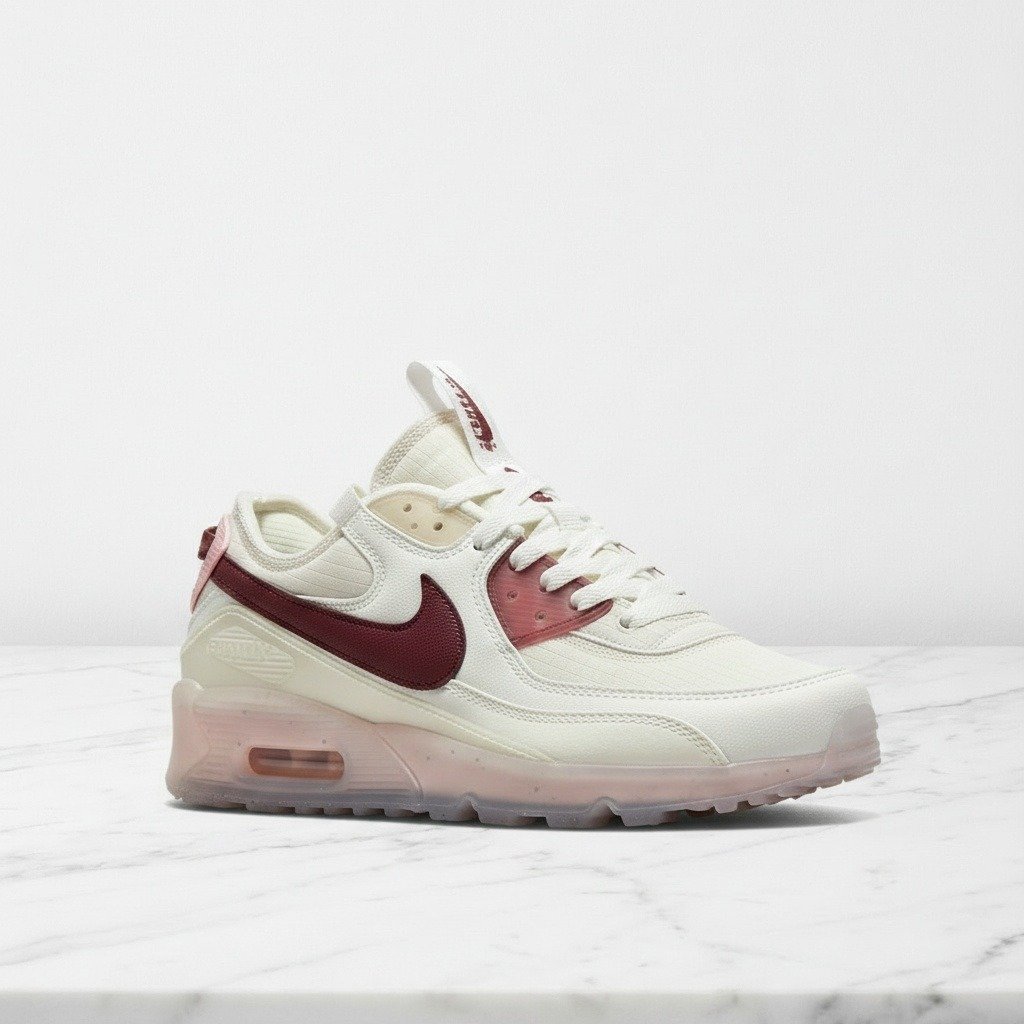 Damskie sneakersy Nike Air Max 90 Terrascape, biało różowe, wygodne na co dzień, lekka cholewka z recyklingu, DC9450-100