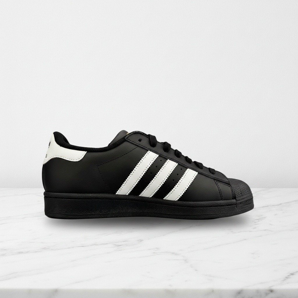 Buty Adidas Superstar czarno białe, unisex, na co dzień, skórzana cholewka, wygodna amortyzacja EVA, złote logo Trefoil, EG4959