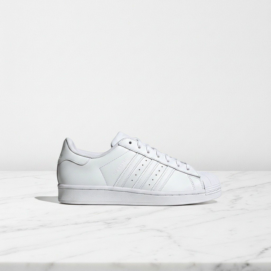 Buty Adidas Superstar w kolorze białym, wygodne sneakersy unisex na co dzień, skóra, złoty emblemat, trzy paski EG4960