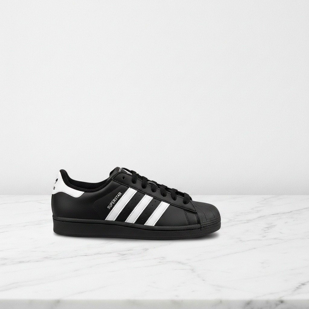 Adidas Superstar II Black White, wygodne sneakersy unisex na co dzień, czarno białe, skórzane, miękka wkładka, JI0079