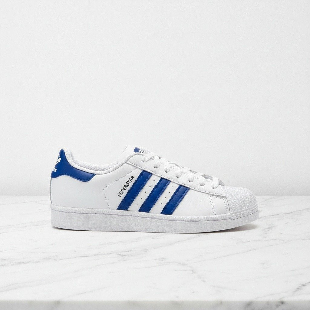 Buty sportowe Adidas Superstar II dla niego i dla niej, biało niebieskie, wygodne na co dzień, skóra naturalna JQ4729