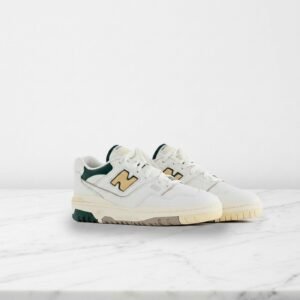 Buty New Balance 550 Aime Leon Dore Natural Green na co dzień, biało-zielone, skórzane, unisex, wygodne, BB550A2