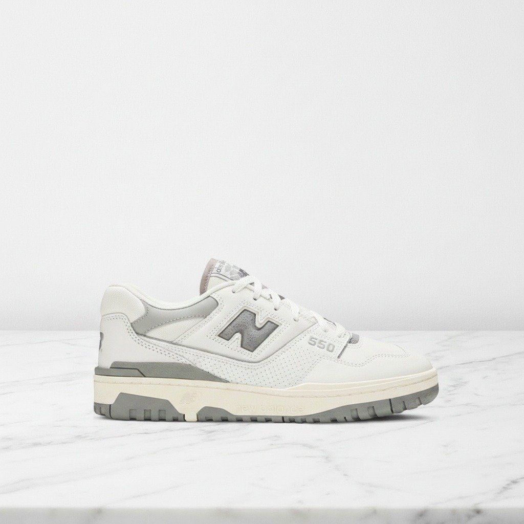 Buty na co dzień New Balance 550 Aimé Leon Dore Silver, unisex, wygodna skóra i zamsz, biało-szare, pasują do wielu stylizacji, BB550ALE