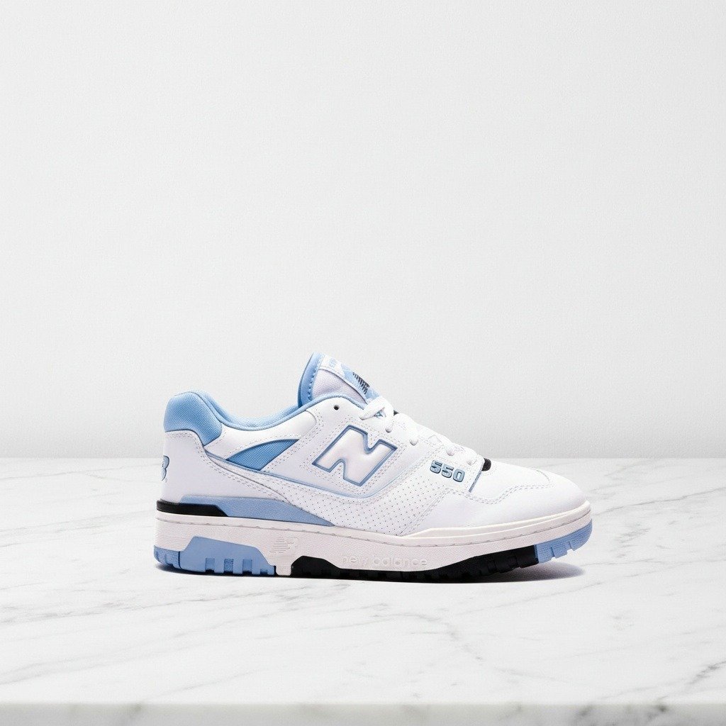 New Balance 550 Carolina Blue na co dzień, wygodne sneakersy unisex, biało-niebieskie, skóra BB550HL1