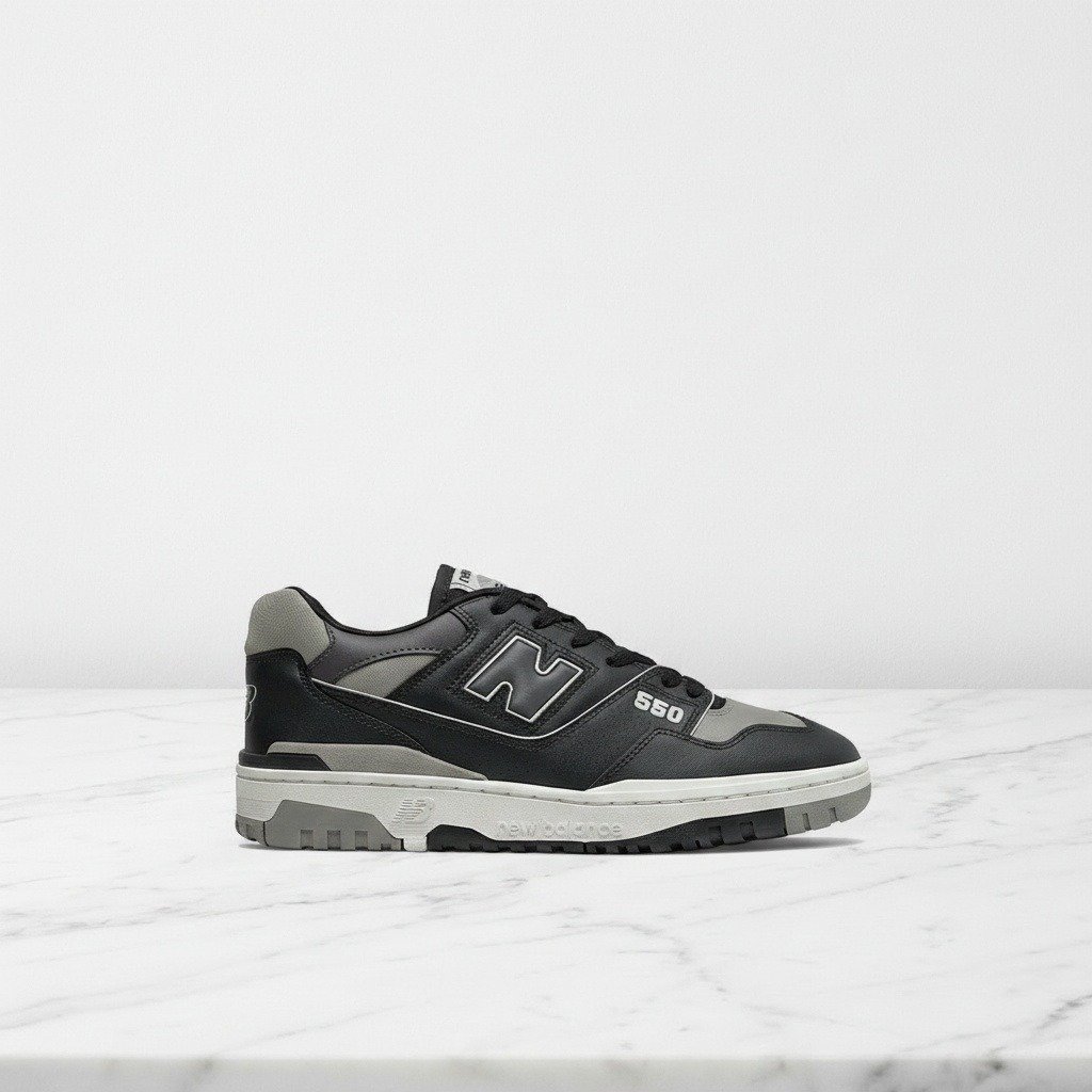 Buty New Balance 550 Shadow na co dzień, czarno-szare, skóra i siateczka, wygodne unisex sneakersy, BB550SR1