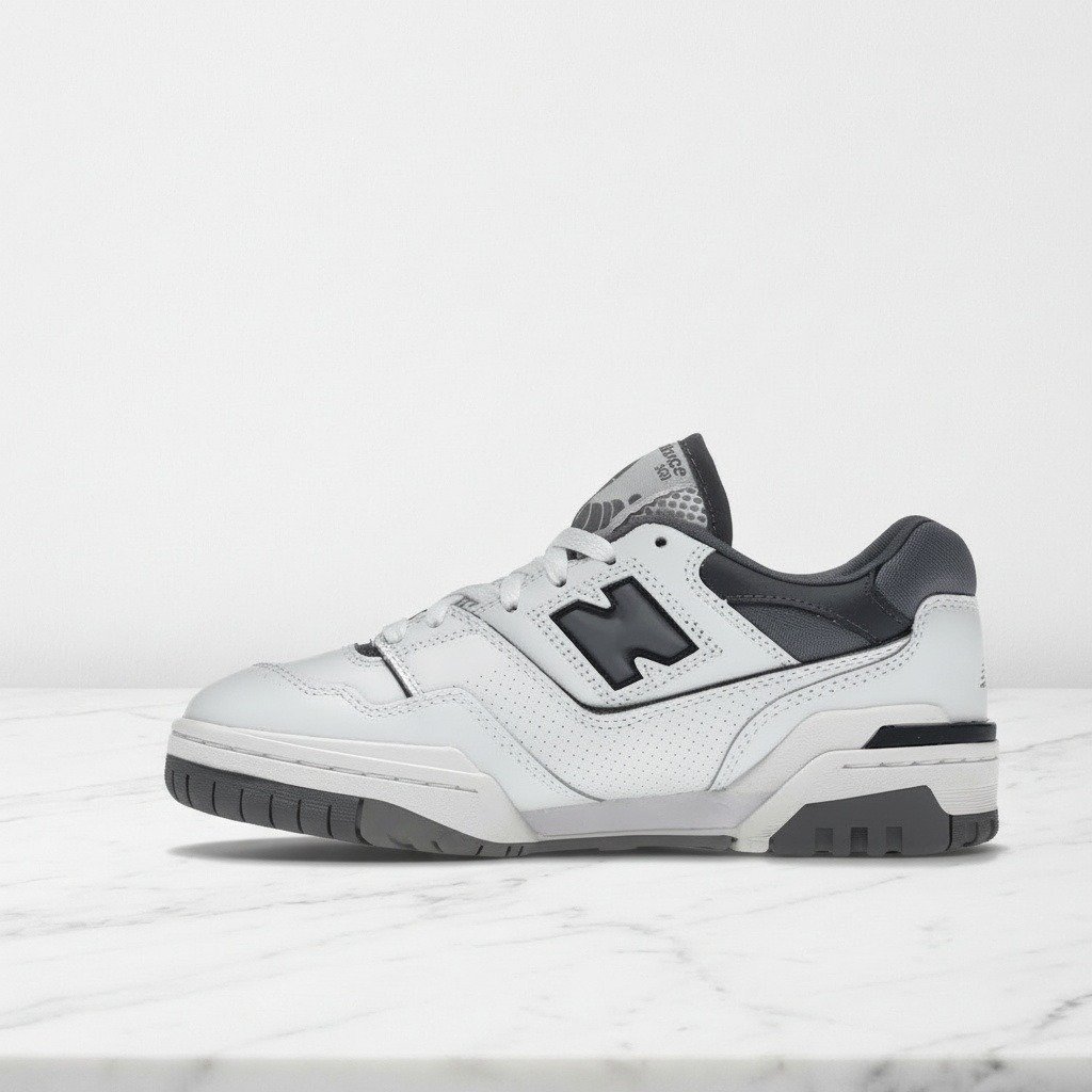 Wygodne sneakersy na co dzień, New Balance 550 Wtg, biel i szarość, skóra i siatka, unisex, BB550WTG