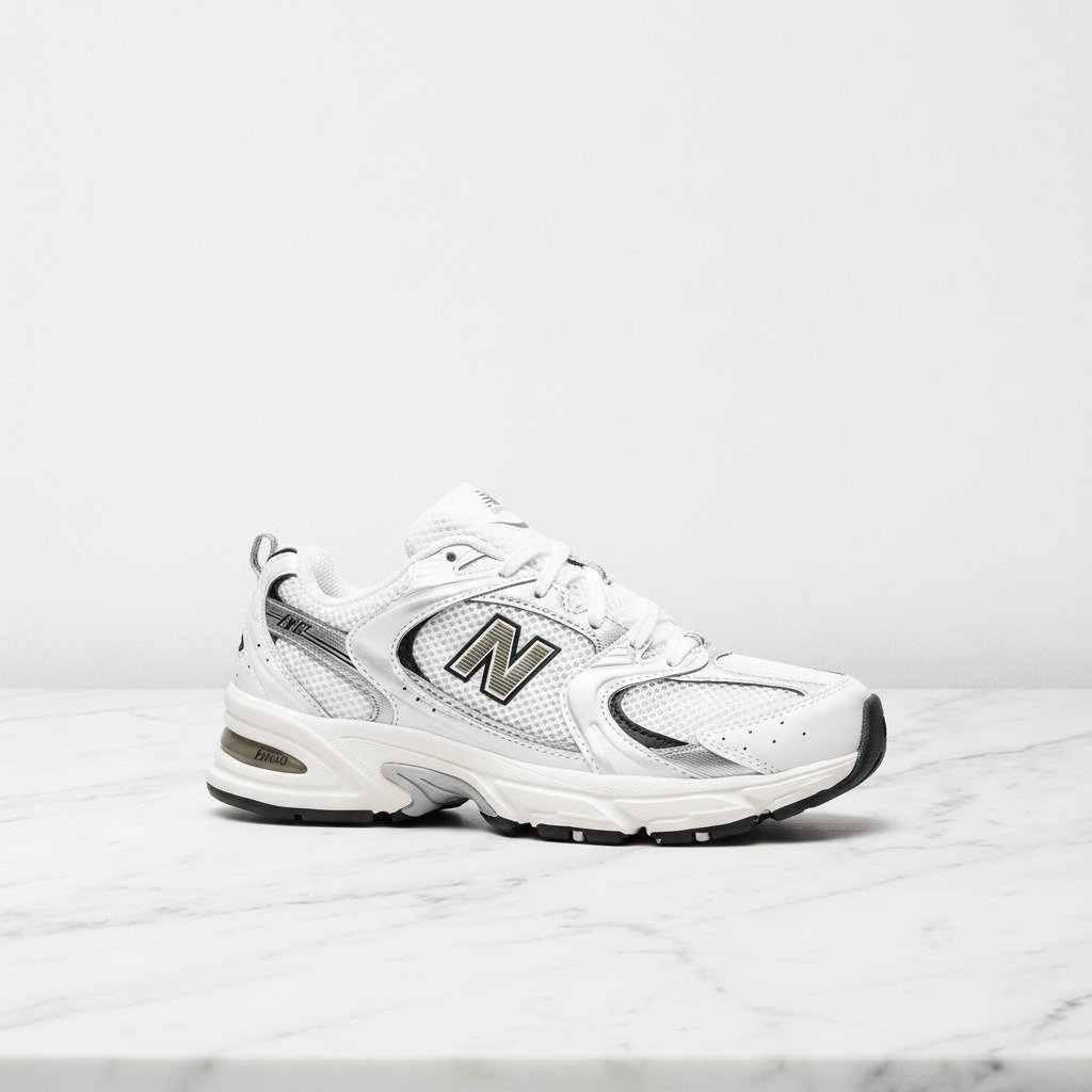 Buty sneakersy New Balance 530 White Silver Black, unisex, wygodne na co dzień, biel i srebro, siatka, syntetyk MR530FDO