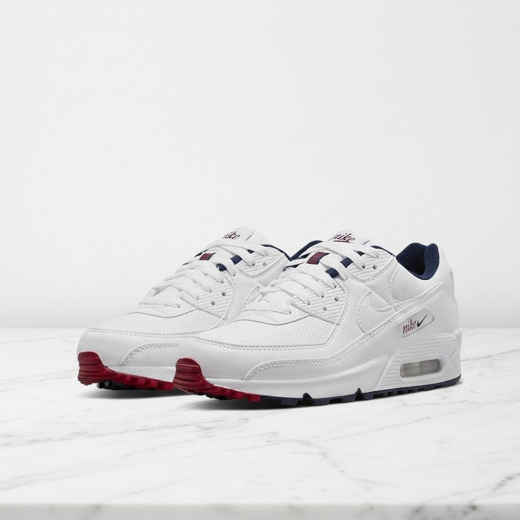 Buty Nike Air Max 90 dla ciebie na co dzień, unisex, biało granatowe, skóra i siatka, wygodne na cały dzień, DJ5414-100