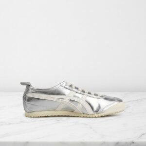 Buty Onitsuka Tiger Mexico 66 Silver Off White na co dzień, unisex, skóra, srebrno-kremowe sneakersy retro, wygodne, 1183B566-021