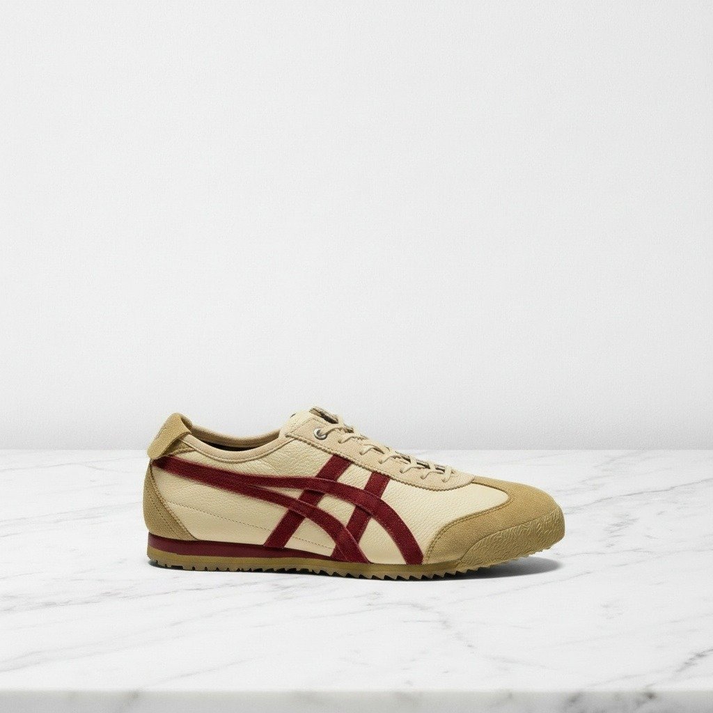 Buty damskie Onitsuka Mexico 66 SD Vin, wygodne sneakersy na co dzień, kremowo brązowe, skóra i syntetyk 1183C015-202