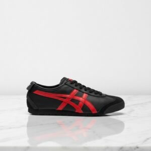 Buty damskie Onitsuka Mexico 66 Black/Classic Red na co dzień, wygodne sneakersy czarno czerwone, skóra 1183C102-004