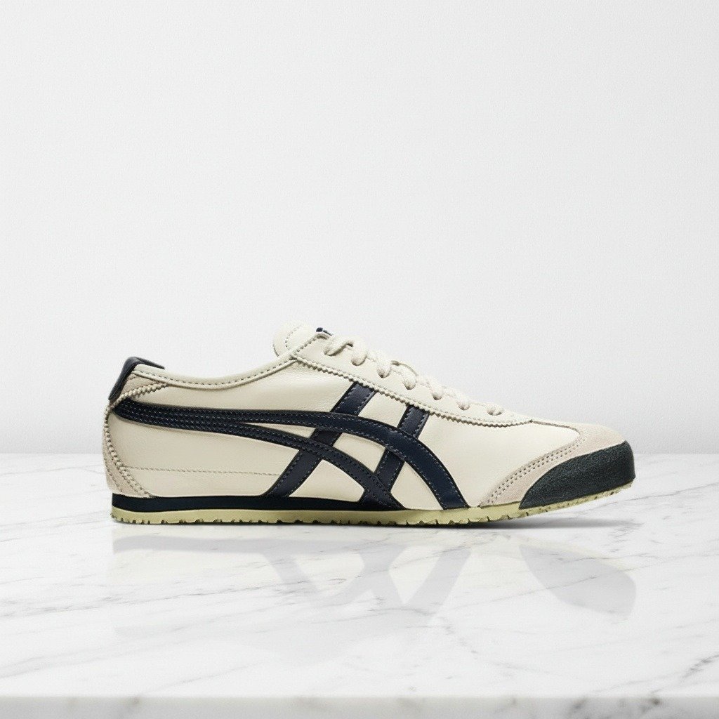 Buty damskie na co dzień, Onitsuka Mexico 66 Birch Peacoat, wygodne sneakersy w kremowo beżowym kolorze, do wielu stylizacji, 1183C102-200