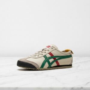 Sneakersy unisex Onitsuka Tiger Mexico 66 Birch Green, wygodne buty na co dzień, beż i zieleń, skóra i zamsz 1183C102-201