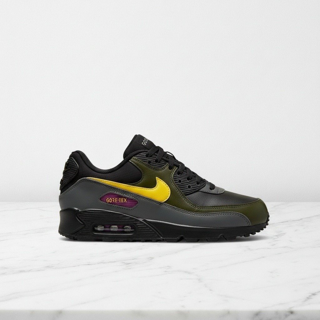 Buty Nike Air Max 90 Gore-Tex na jesień i zimę, wygodne sneakersy unisex, czarno szare, DJ9779-001