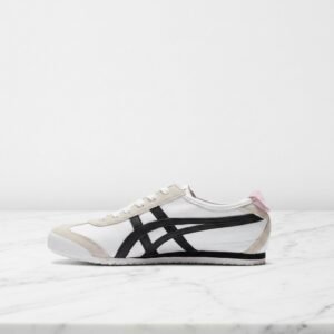 Onitsuka Mexico 66 Patou, sneakersy damskie na co dzień, biało-czarne z różem cotton candy 1183C380-100