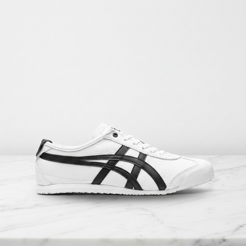 Buty Onitsuka Mexico 66 White Black na co dzień, wygodna amortyzowana wkładka, skóra, unisex, D508K-0190