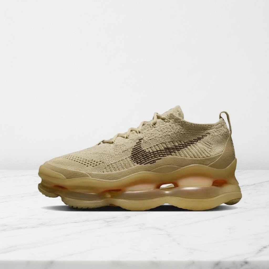Nike Air Max Scorpion Flyknit na co dzień, beżowo-brązowe, wygodna dzianina, duża poduszka powietrzna, unisex, DJ4702-200
