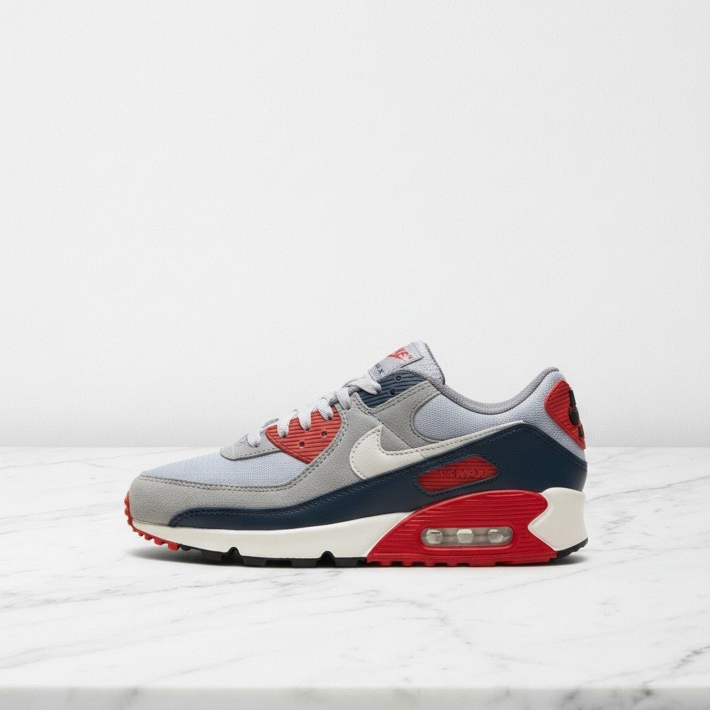 Buty Nike Air Max 90 USA Light Smoke Grey, wygodne na co dzień, unisex, szaro-czerwone, DM0029-005