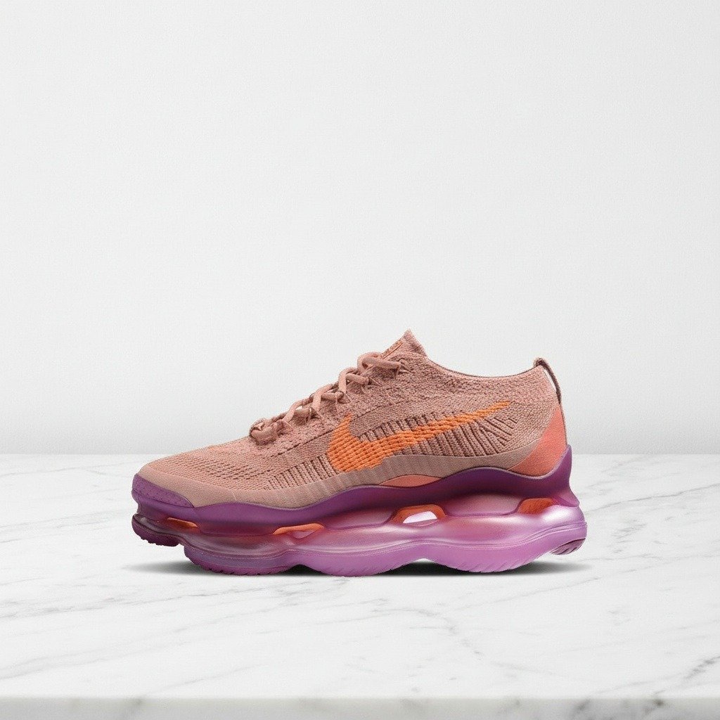Nike Air Max Scorpion Flyknit, buty sportowe damskie na co dzień, beż z fioletem, lekkie i wygodne, DJ4702-601