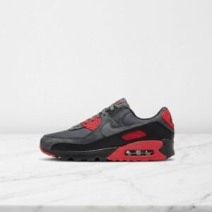 Buty Nike Air Max 90 Smoke Grey Fire Red na co dzień, unisex, wygodne, szaro-czerwone, pasują do casualowych stylizacji, DM0029-007