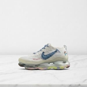Buty Nike Air Max Scorpion Flyknit, biało niebieskie, wygodna amortyzacja na cały dzień, dzianina, unisex FJ7736-141