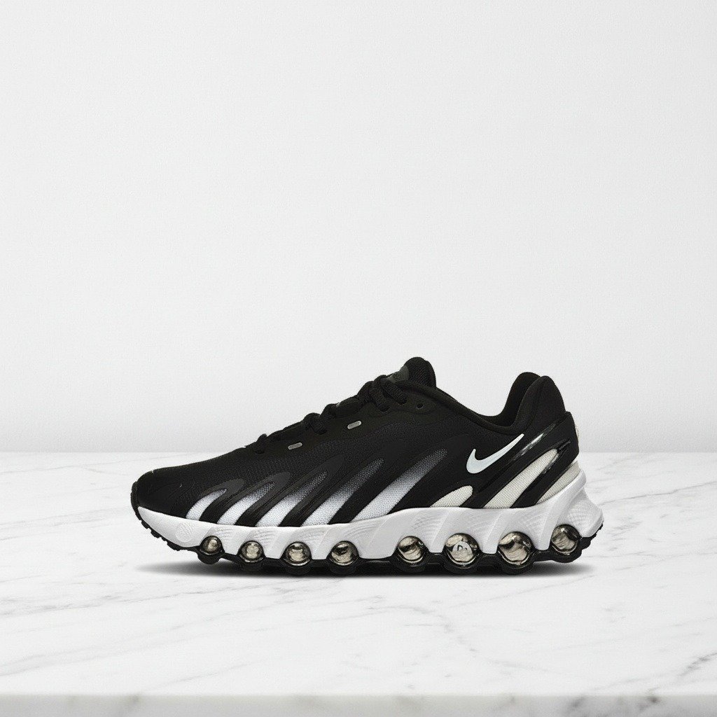 Nike Air Max DN8 dla niego, wygodne sneakersy na co dzień, czarno białe, siatka i syntetyk, idealne do codziennych stylizacji, FQ7860-007