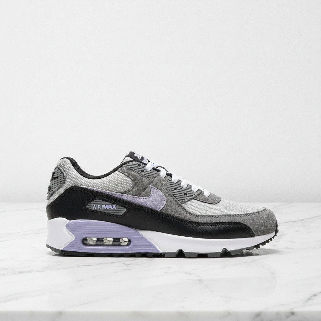 Buty Nike Air Max 90 Photon Dust Light Thistle Cool Grey na co dzień, unisex, wygodne, szaro-fioletowe DM0029-014