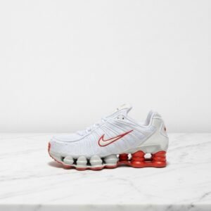 Buty męskie Nike Shox TL, biało-czerwone, wygodne na co dzień, siatkowa cholewka FZ4344-001