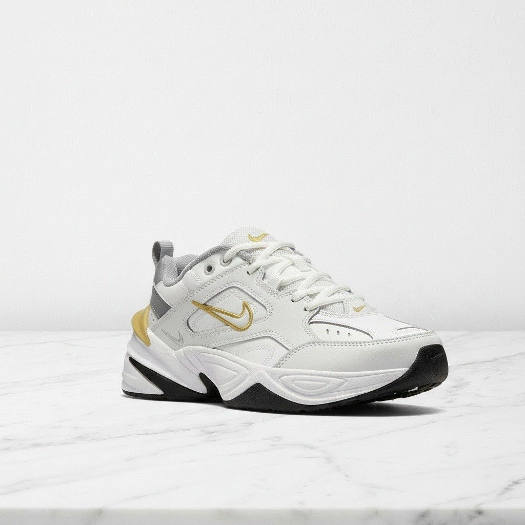 Nike M2K Tekno dla ciebie na co dzień, wygodne sneakersy unisex, biało szare, skóra i syntetyk, łatwe do łączenia AO3108-009