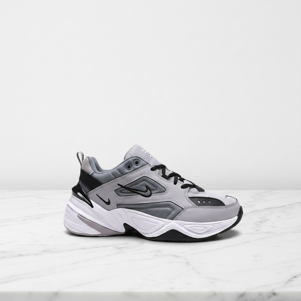 Buty Nike M2K Tekno Atmosphere Grey Black na co dzień, unisex, wygodne chunky sneakersy, szaro-czarne, AV4789-007