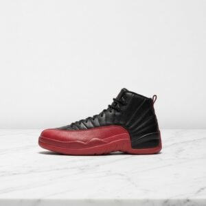 Buty Air Jordan 12 Flu Game 2016 dla niego, wygodne sneakersy na co dzień, czarno czerwone, 130690-002