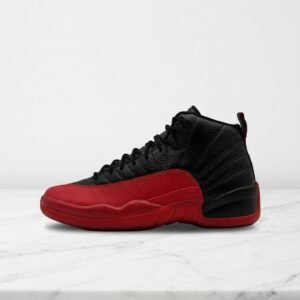 Buty sportowe Air Jordan 12 Retro Flu Game dla niego, czarno-czerwone, wygodne na co dzień, męskie CT8013-002
