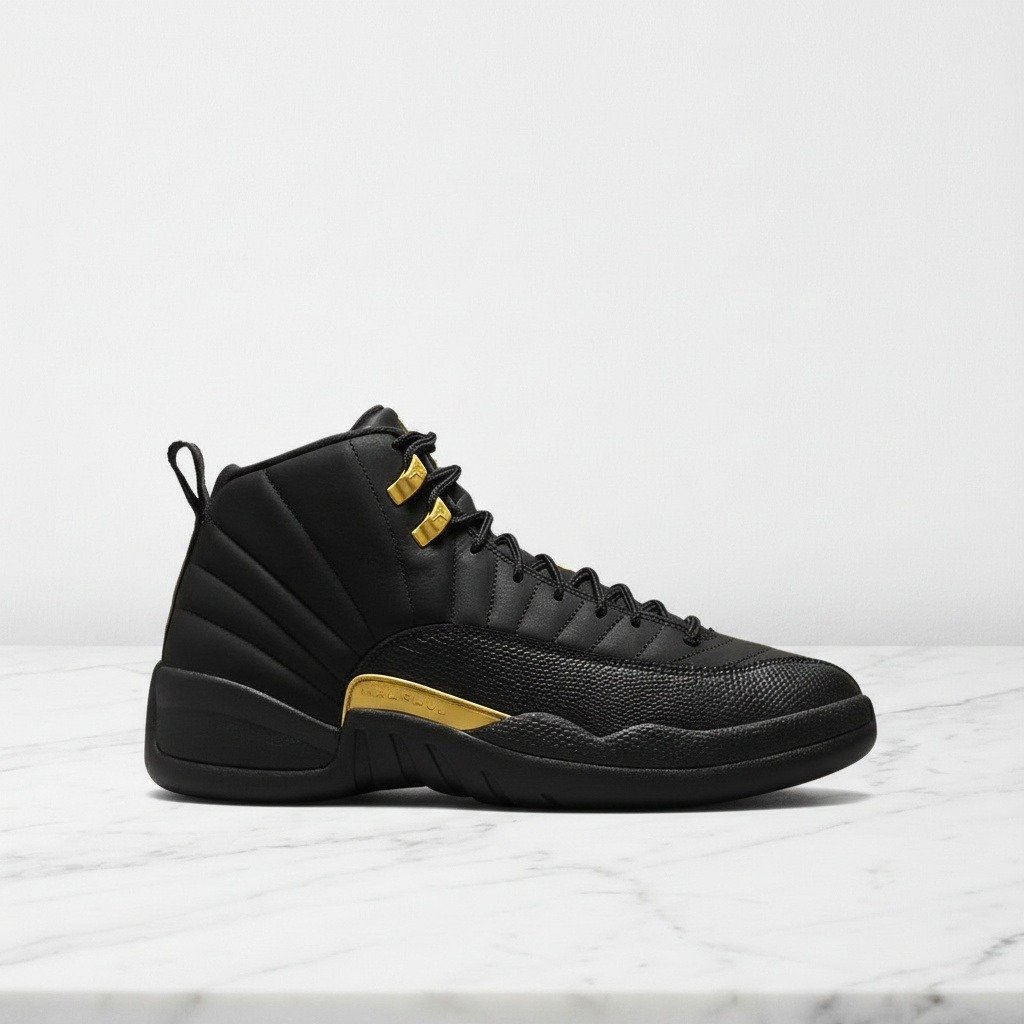 Buty sportowe męskie Air Jordan 12 Retro Black Taxi, wygodne na co dzień, czarno-żółte, eko skóra, CT8013-071