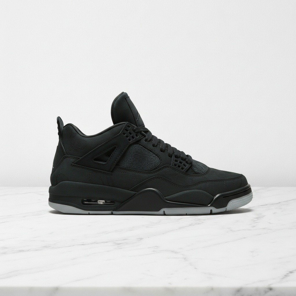Buty Air Jordan 4 Kaws Black, wygodne sneakersy unisex na co dzień, czarne, zamsz i syntetyk, 930155-001