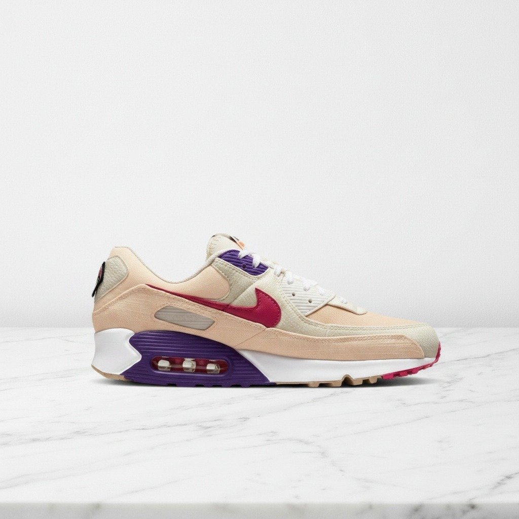 Hej, poznaj sneakersy Nike Air Max 90 Sesame Coconut Milk na co dzień, beżowo-różowe, męskie, wygodna skóra i tekstylia, DM8171-200
