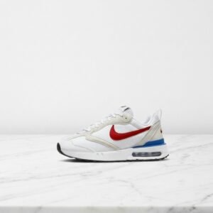 Nike Air Max Dawn, wygodne buty unisex na każdą okazję, biel z czerwonymi akcentami, lekka amortyzacja, DM0013-100