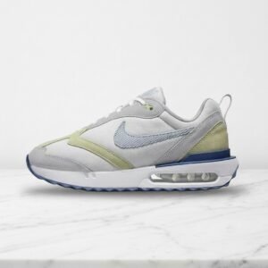 Buty Nike Air Max Dawn dla niego i dla niej, biało niebieskie, wygodne na cały dzień, pasują do jeansów i dresów, DQ5074-041