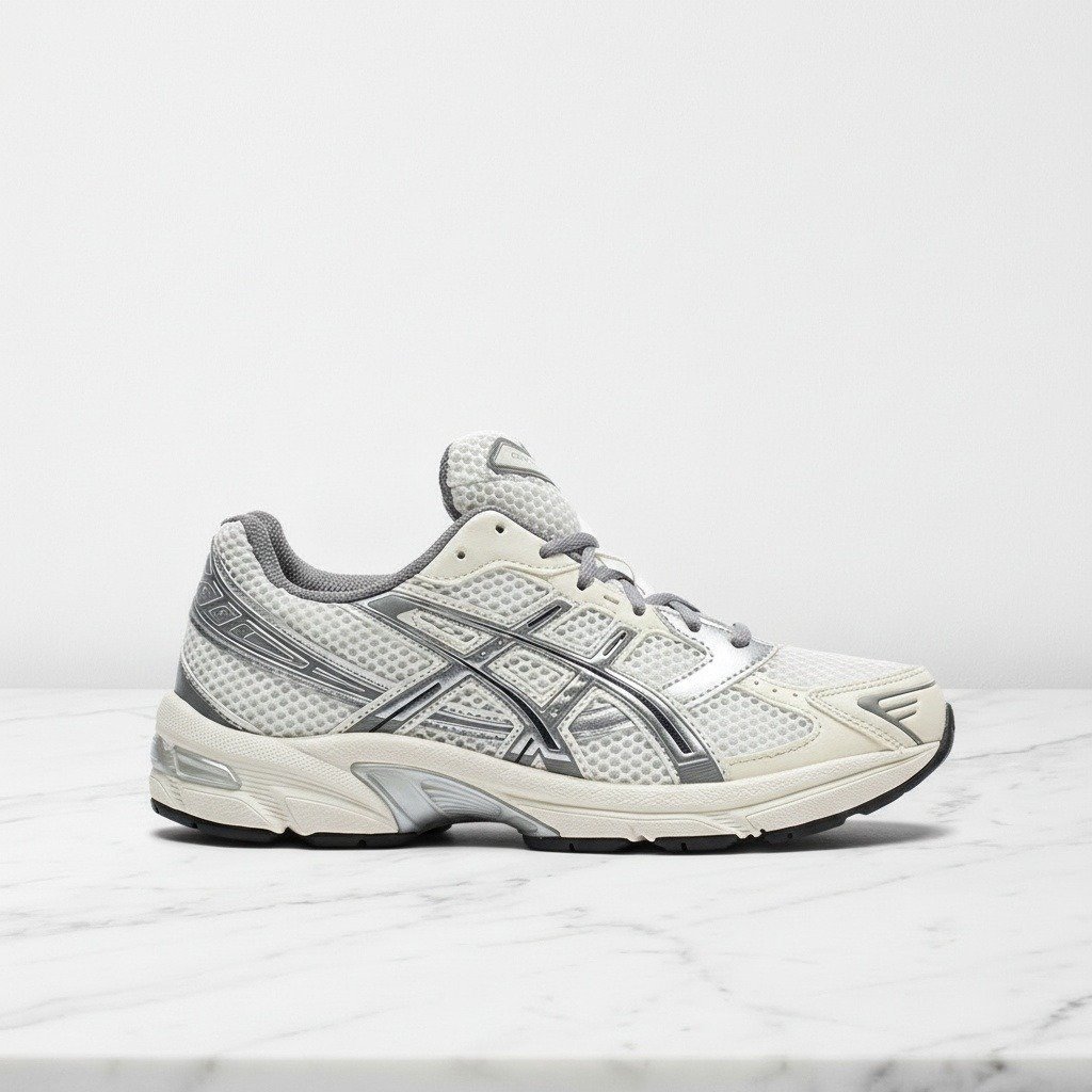 ASICS Gel-1130 na co dzień, buty unisex w kolorze beżowo-srebrnym, wygodna siatka i zamsz, pasują do codziennych stylizacji 1202A164-116