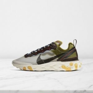 Nike React Element 87 Moss, wygodne sneakersy unisex na co dzień, khaki brąz, siatka i zamsz, AQ1090-300
