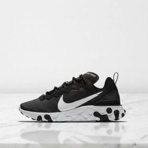 Nike React Element 55 Black And White, wygodne sneakersy unisex na co dzień, czarno-biały duet, amortyzacja React, BQ2728-003