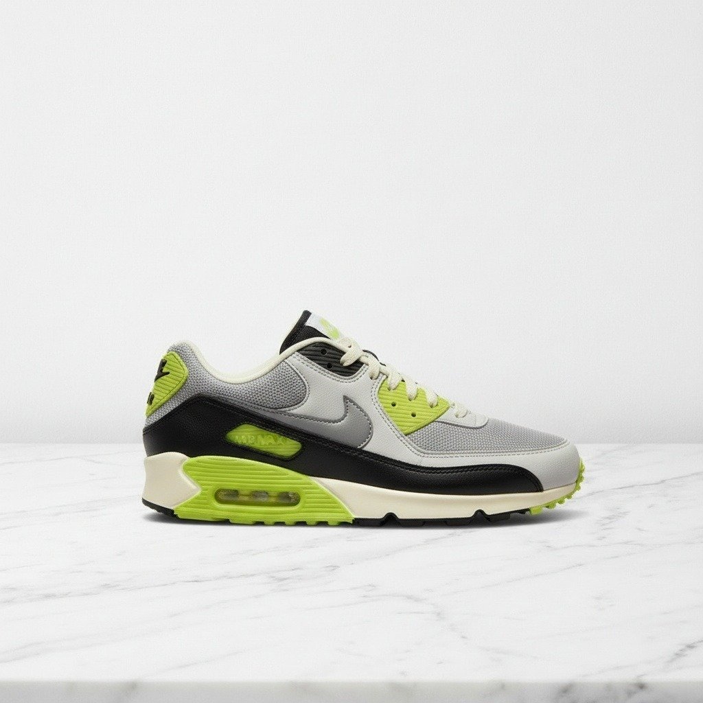 Buty Nike Air Max 90 Patta Cyber, unisex, szaro-żółte, wygodne na co dzień, faliste błotniki, dodatkowe sznurówki, HF8814-001